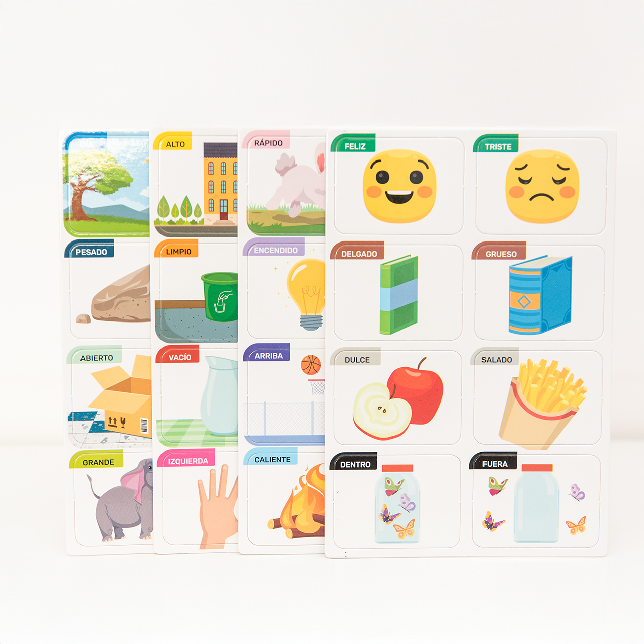 JUEGO DE CARTILLAS Y MEMORIA: OPUESTOS X 32 PZAS. ARTI CREATIVO