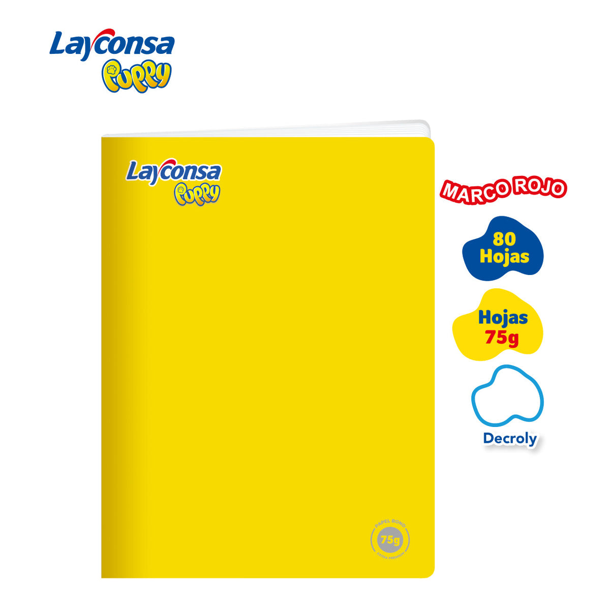 CUADERNO DECROLY LAYCONSA PUPPY A4 MARCO ROJO 80 HOJAS BLANCAS