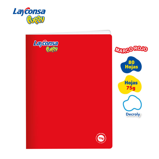 Cuad. Grap. Decroly c/mco rojo 80 H.  Layconsa Puppy  - Rojo