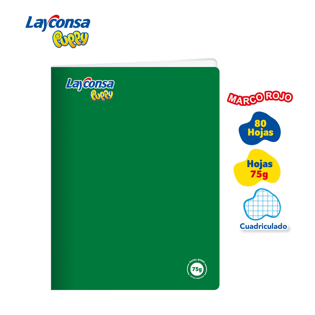 Cuad. Grap. Cuadr. 80 H. c/marco rojo Layconsa Puppy - Verde