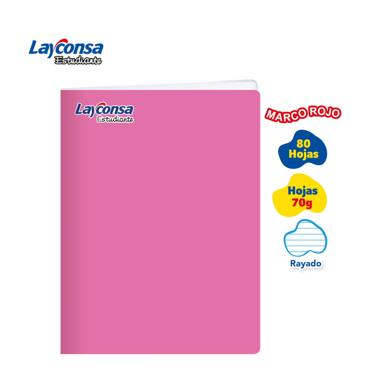 CUADERNO RAYADO LAYCONSA ESTUDIANTE A4 MARCO ROJO 80 HOJAS