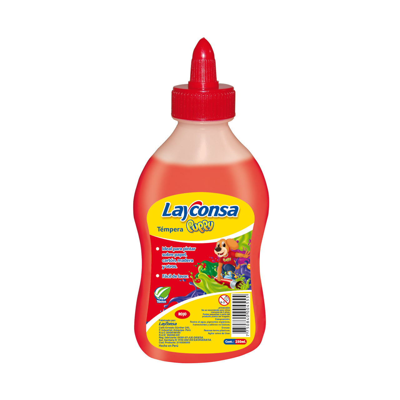 Témpera Layconsa Puppy x 250 cc Roja c/ Dispensador