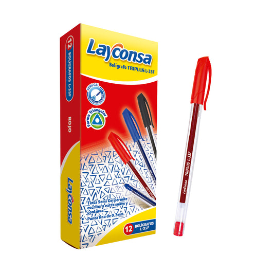 Bolígrafo TRIPLUS L-35F rojo Layconsa