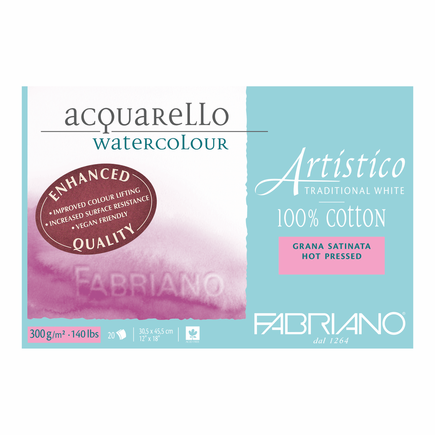 FABRIANO BLOCK ARTÍSTICO GRANO SATINADO 23X30.5 CM 300GR