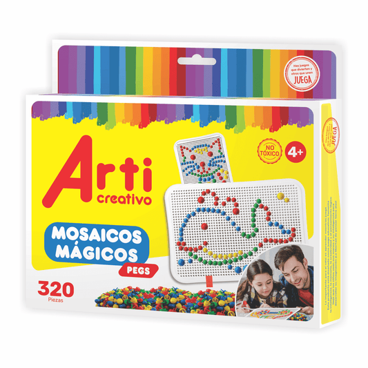 JUEGO DE EXPLORACIÓN "MOSAICOS MÁGICOS" PEGS X 320 PZAS. ARTI CREATIVO