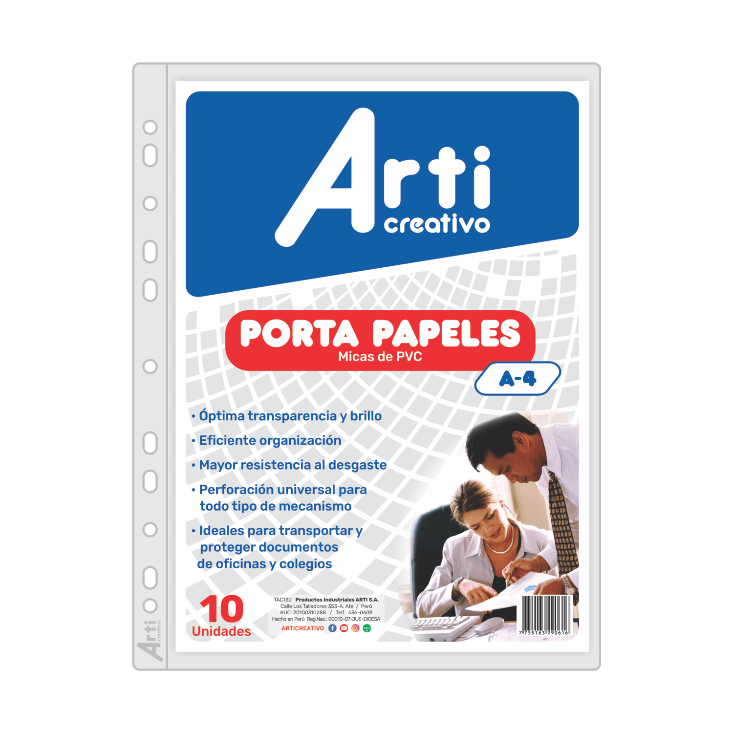 MICAS DE PVC: PORTA PAPELES A-4 x 10 und. ARTI CREATIVO