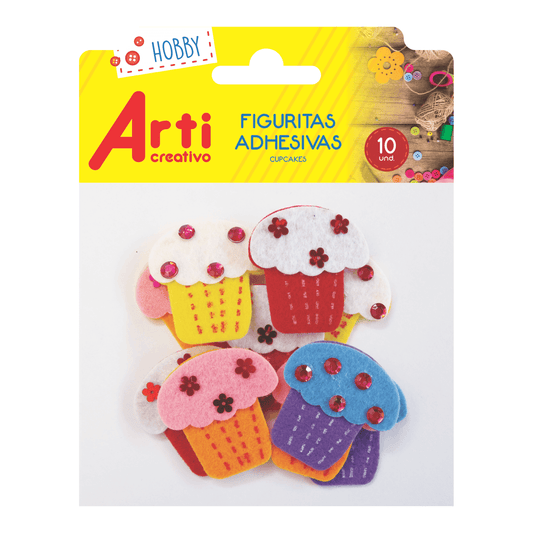 FIGURAS ADHESIVAS "CUPCAKES" X 10 UND. ARTI CREATIVO