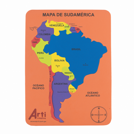 JUEGO DE ENCAJE EN GOMA EVA "MAPA DE SUDAMÉRICA" ARTI CREATIVO