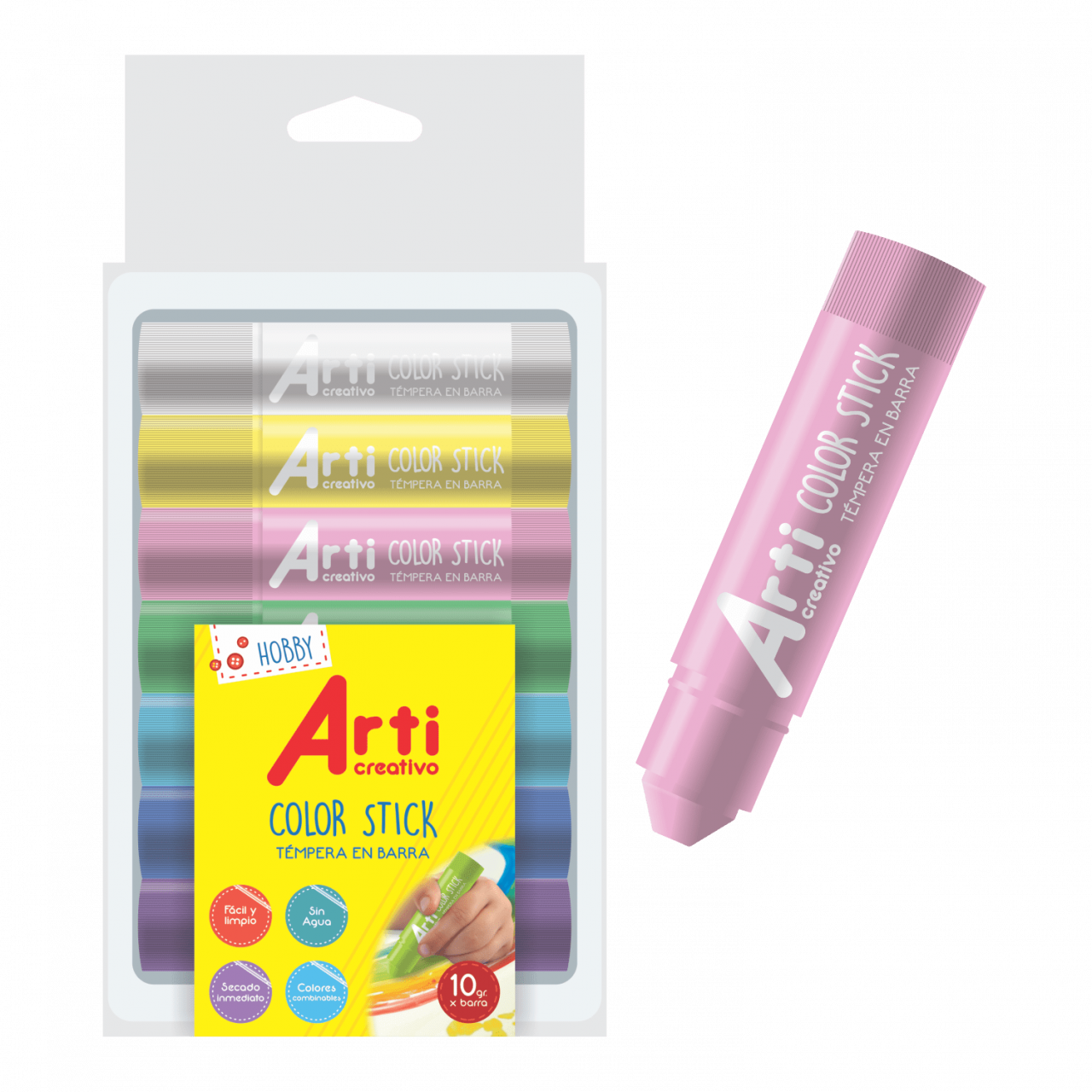 TÉMPERAS EN BARRA "COLOR STICK" ARTI CREATIVO - FANCY X 7 UND.