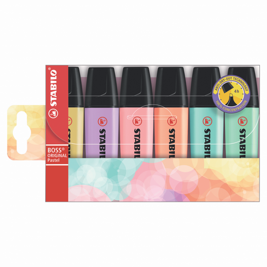RESALTADORES STABILO "BOSS PASTEL" X 6 UND.