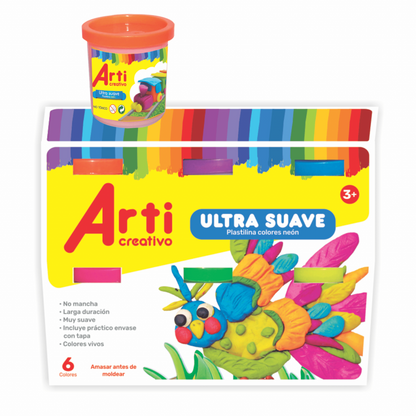 PLASTILINA ULTRA SUAVE ARTI CREATIVO - NEON X 6 UND.