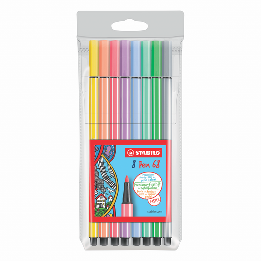 PLUMONES STABILO PEN 68 - PASTEL X 8 UND.