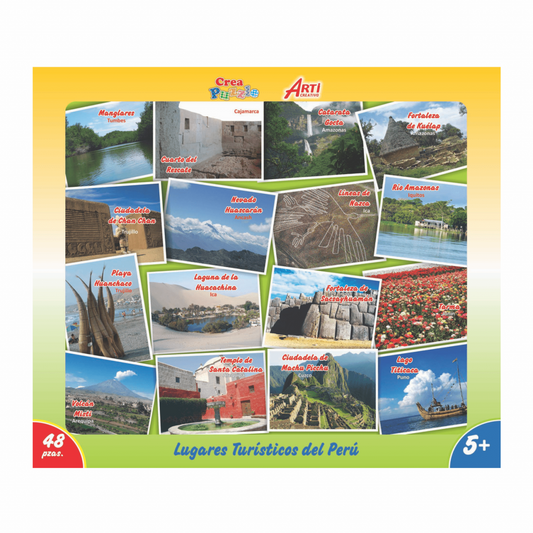 ROMPECABEZAS DE CARTON "LUGARES TURÍSTICOS DEL PERÚ" X 48 PZAS. ARTI CREATIVO