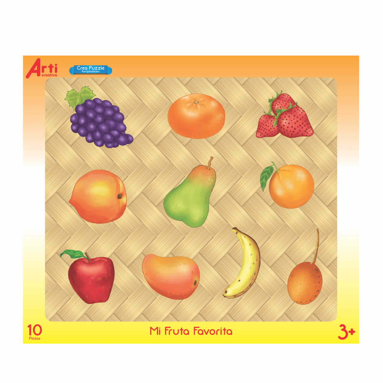 ROMPECABEZAS DE CARTON "MI FRUTA FAVORITA" X 10 PZAS. ARTI CREATIVO