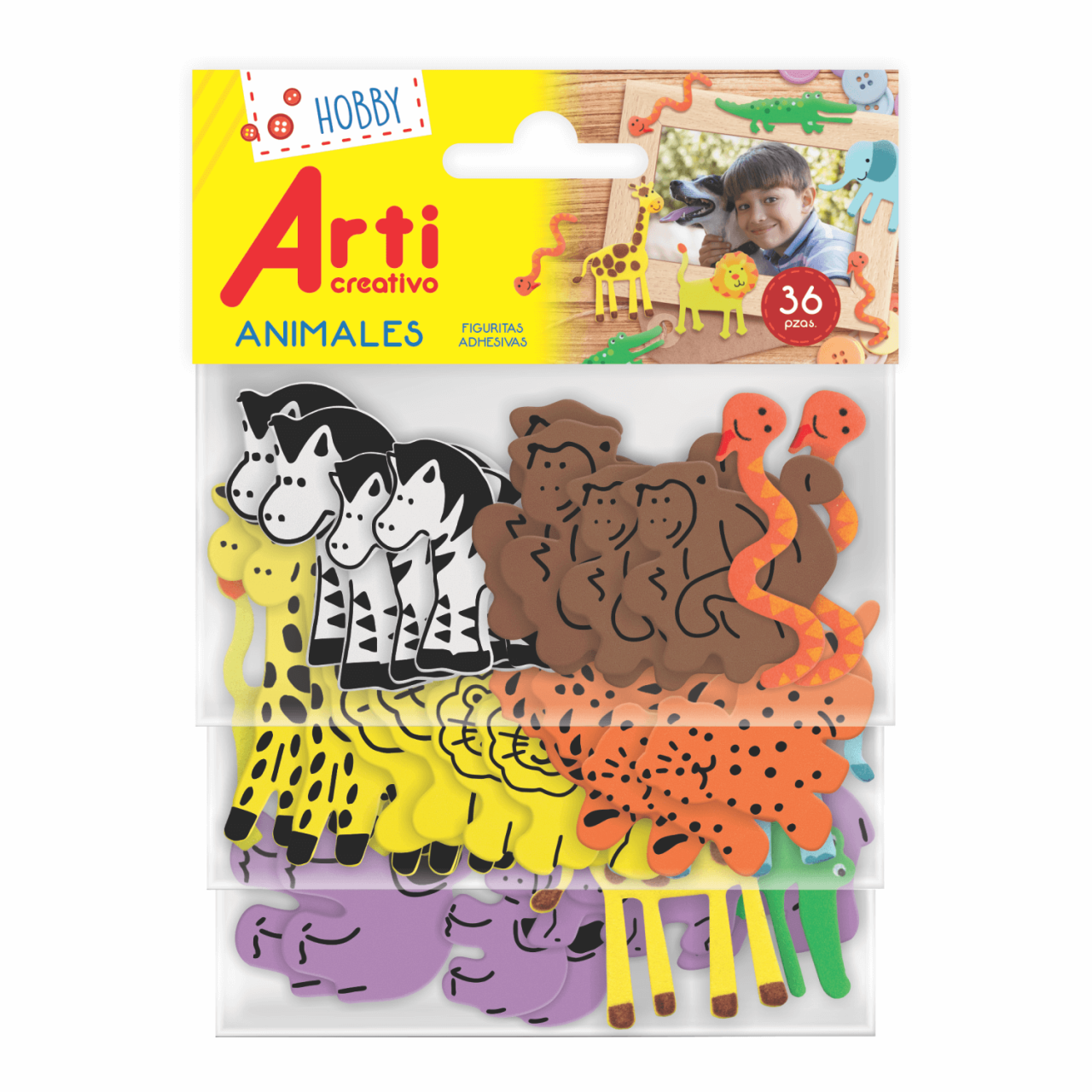 FIGURAS ADHESIVAS "ANIMALES" X 36 UND. ARTI CREATIVO