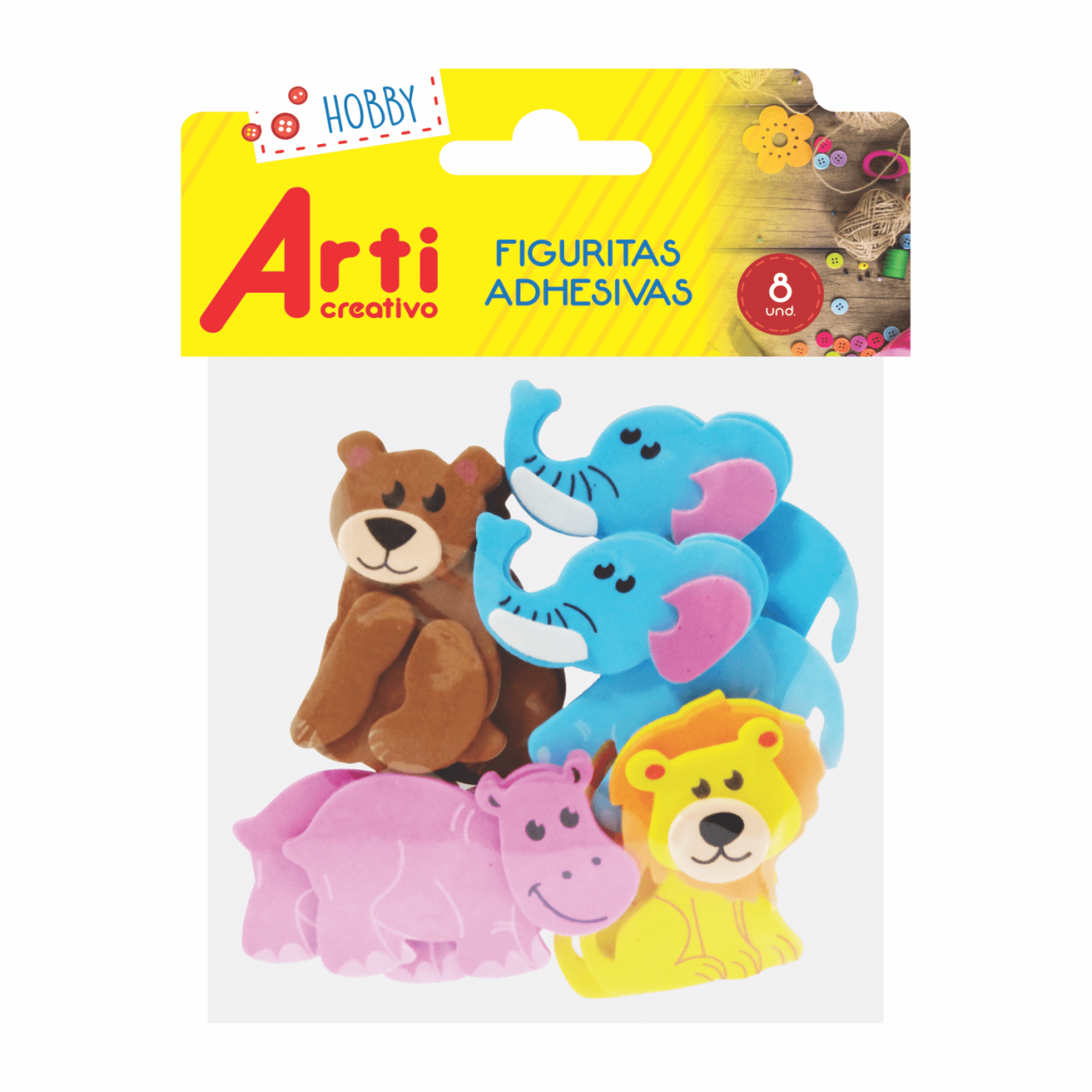 FIGURAS ADHESIVAS "LA JUNGLA" X 8 UND. ARTI CREATIVO