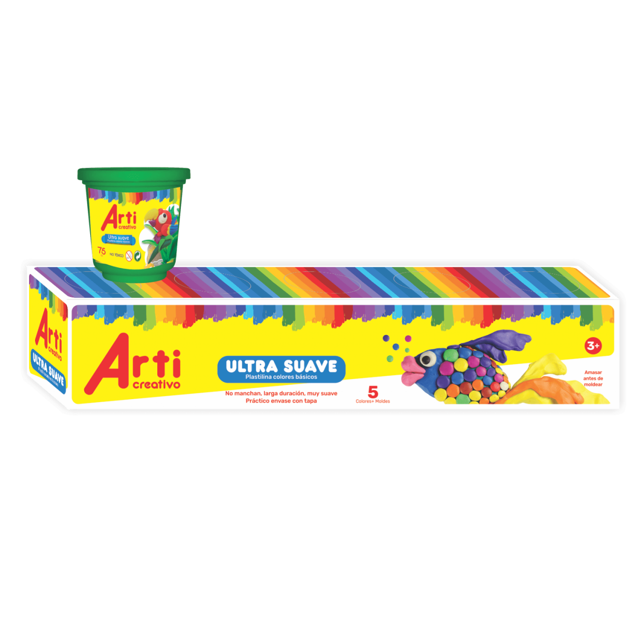 PLASTILINA ULTRA SUAVE ARTI CREATIVO - BÁSICO X 5 UND.
