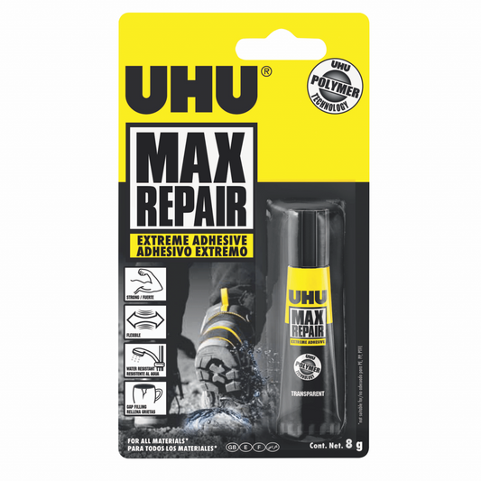 PEGAMENTO EXTREMADAMENTE FUERTE UHU "MAX REPAIR" X 8 GR.