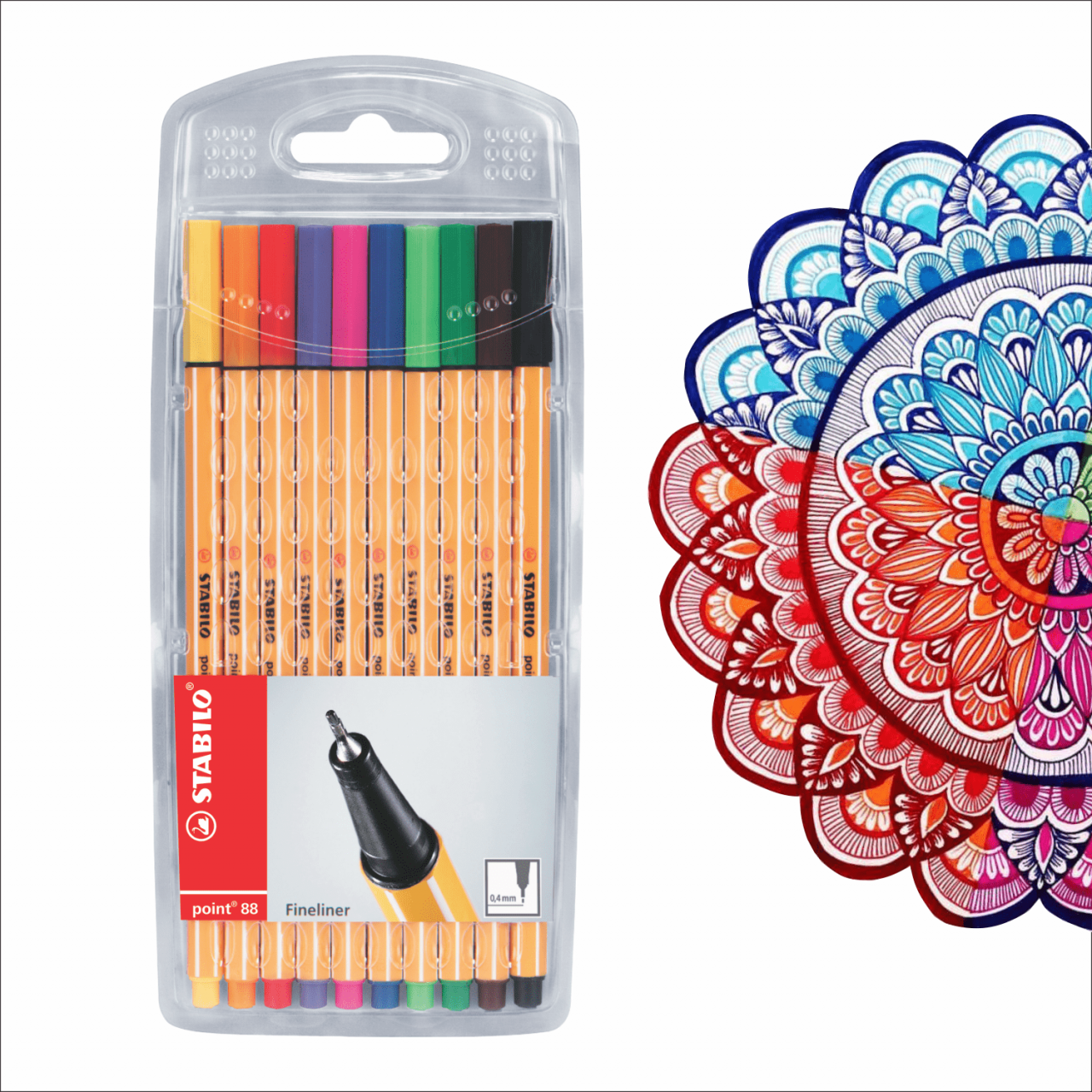 FINE PEN STABILO "POINT 88" BÁSICO X 10 UND.