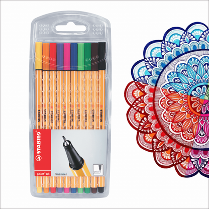 FINE PEN STABILO "POINT 88" BÁSICO X 10 UND.