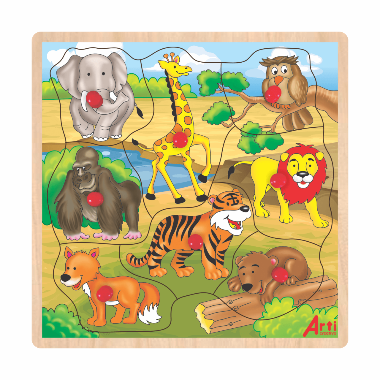 JUEGO DID CTICO ROMPECABEZAS DE ENCAJE EN MADERA LA JUNGLA X 8