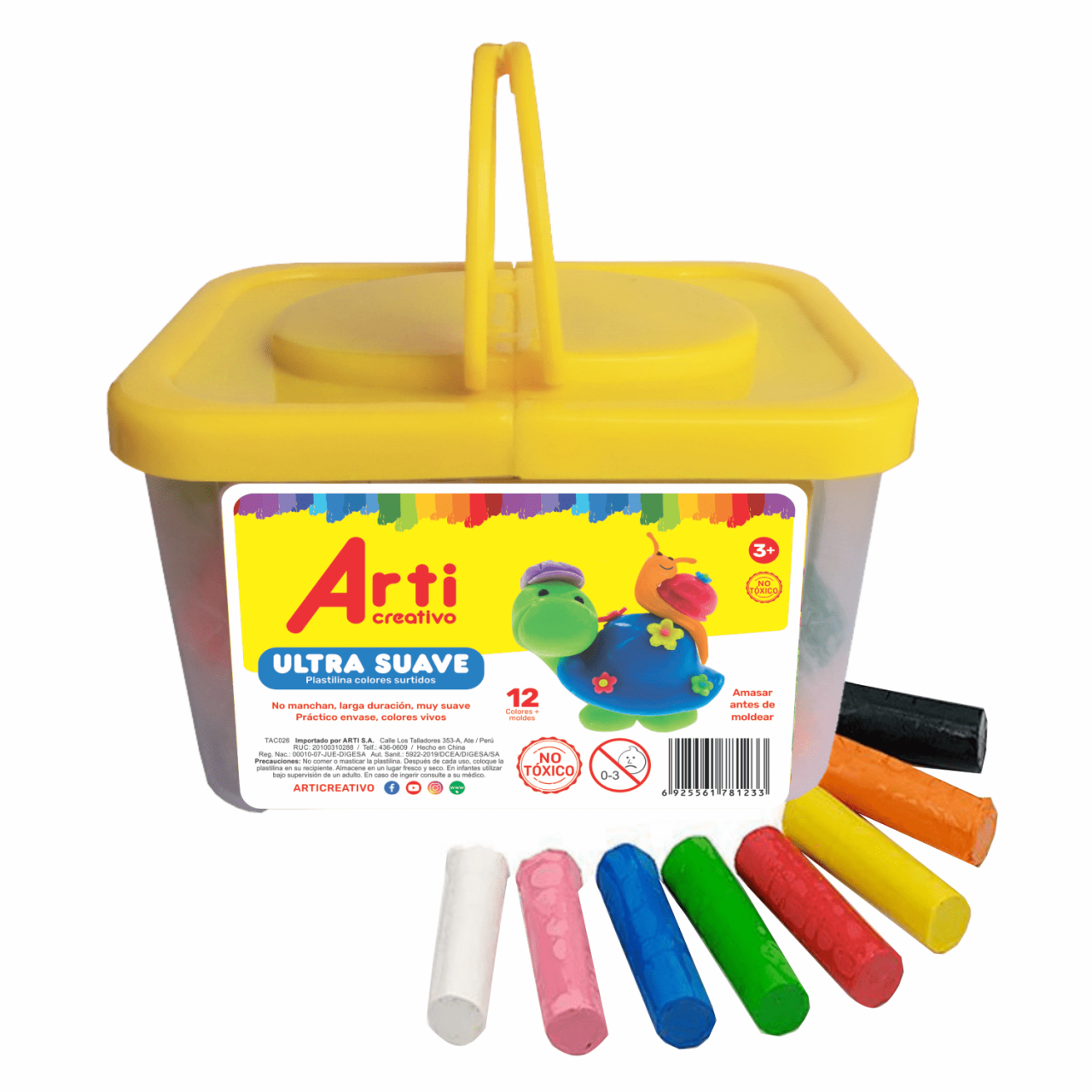 PLASTILINA ULTRA SUAVE ARTI CREATIVO X 12 UND. + HERRAMIENTAS