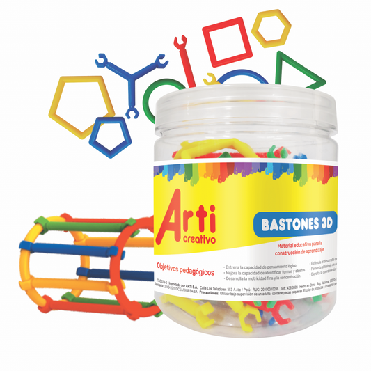 JUEGO DE CONSTRUCCION "BASTONES 3D" X 65 PZAS. ARTI CREATIVO