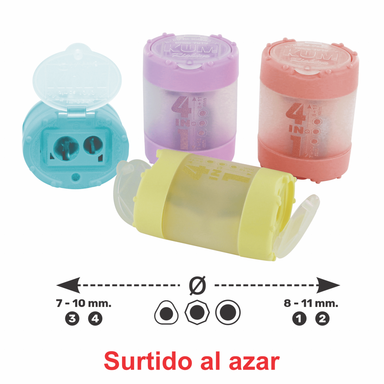TAJADOR "4 IN 1" KUM - COLORES PASTEL