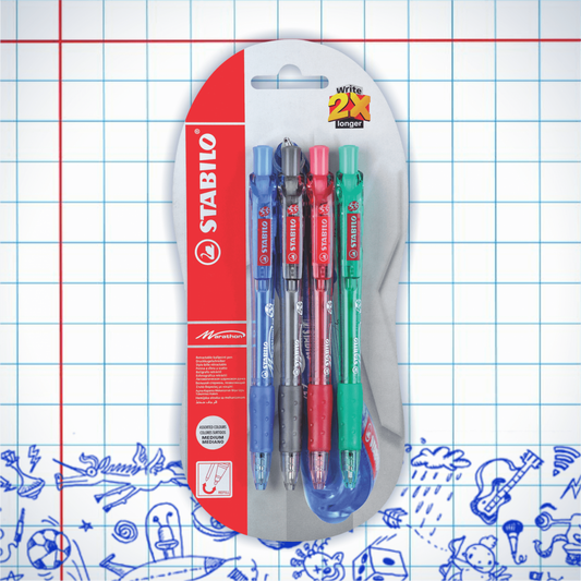 LAPICEROS STABILO "MARATHON" - BLISTER X 4 UND.