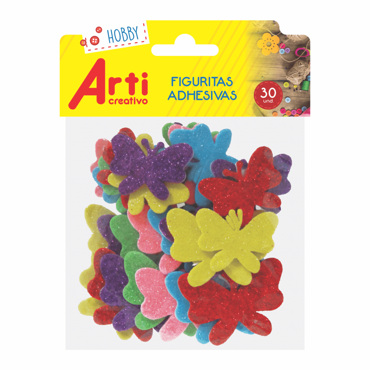 FIGURAS ADHESIVAS "MARIPOSAS" GLITTER X 30 UND. ARTI CREATIVO