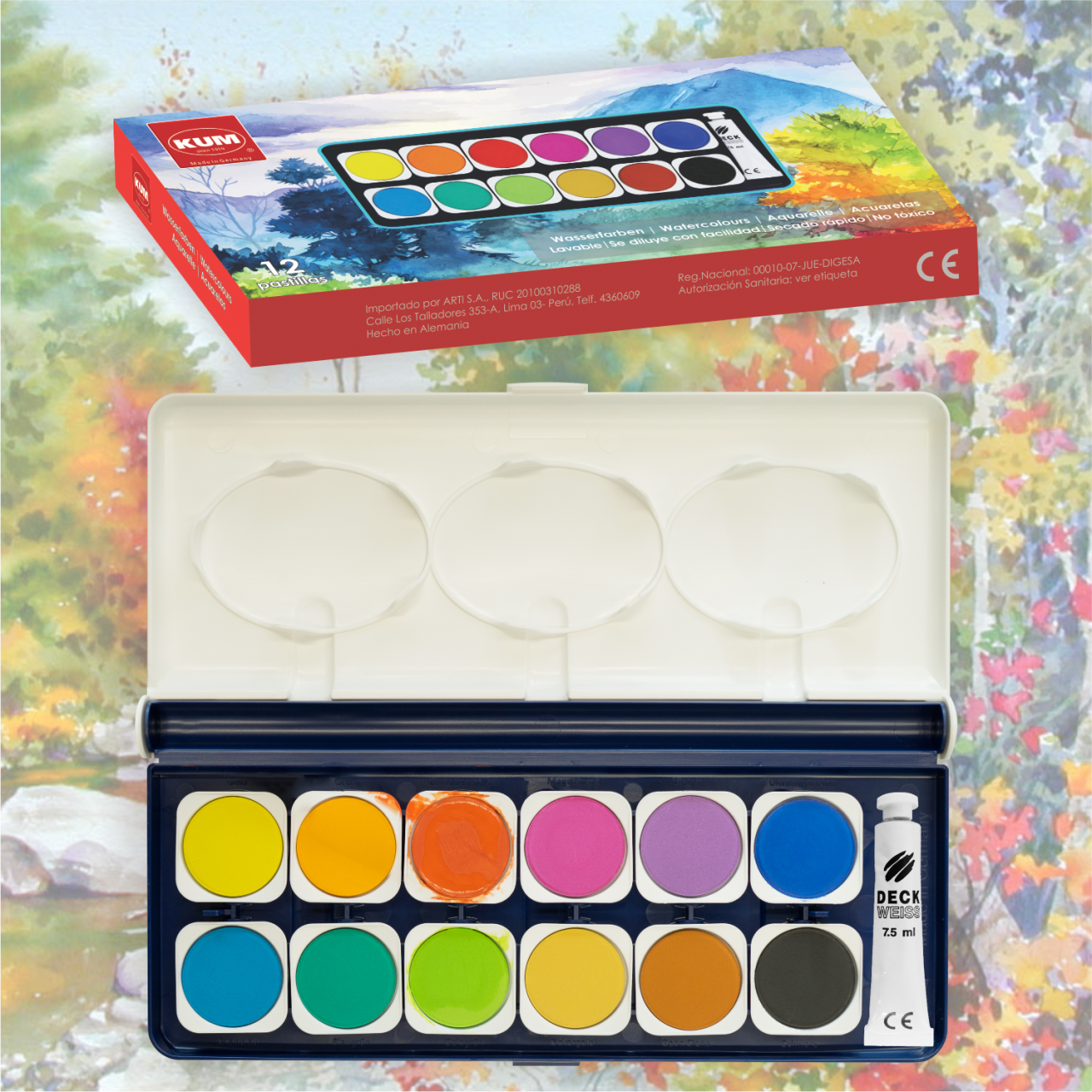 SET DE ACUARELAS KUM X 12 COLORES