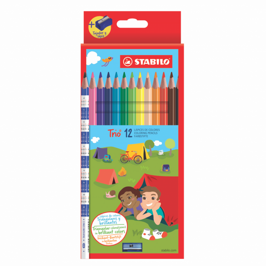 LÁPICES DE COLORES STABILO "TRIO" DELGADOS X 12 UND.