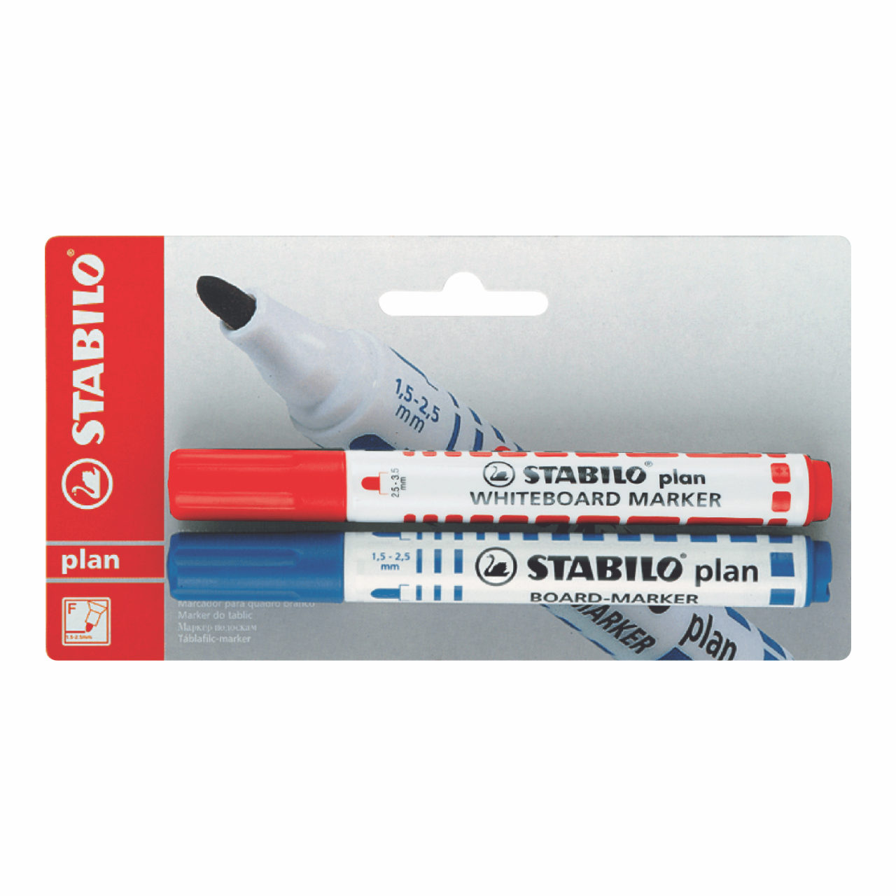 PLUMON PARA PIZARRA STABILO "PLAN" - BLISTER X 2 UND. (ROJO Y AZUL)