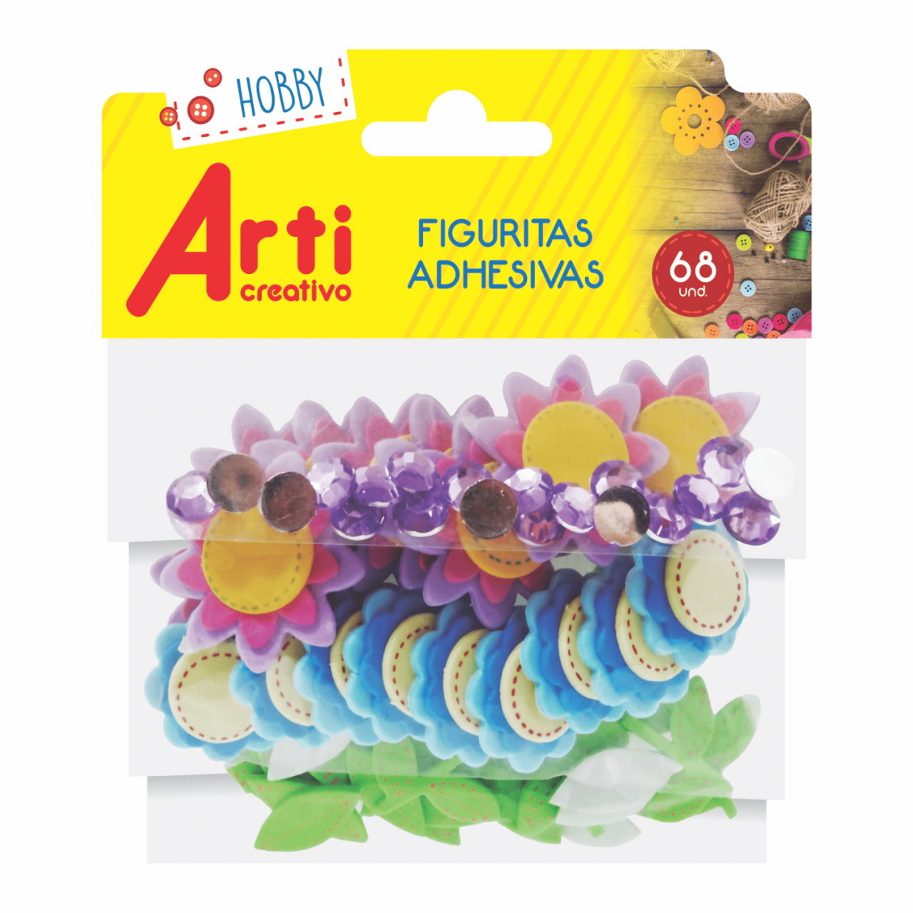 FIGURAS ADHESIVAS "FLORES 3D" X 68 UND. ARTI CREATIVO