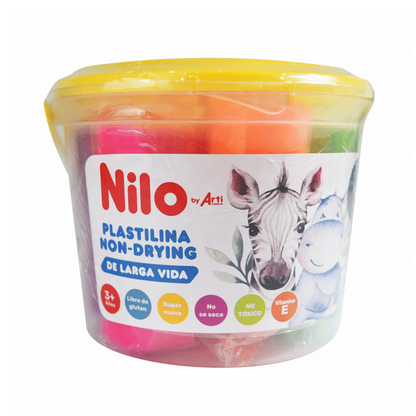 BALDE DE PLASTILINAS NILO NON-DRYING X 6 UND. + 4 CORTADORES