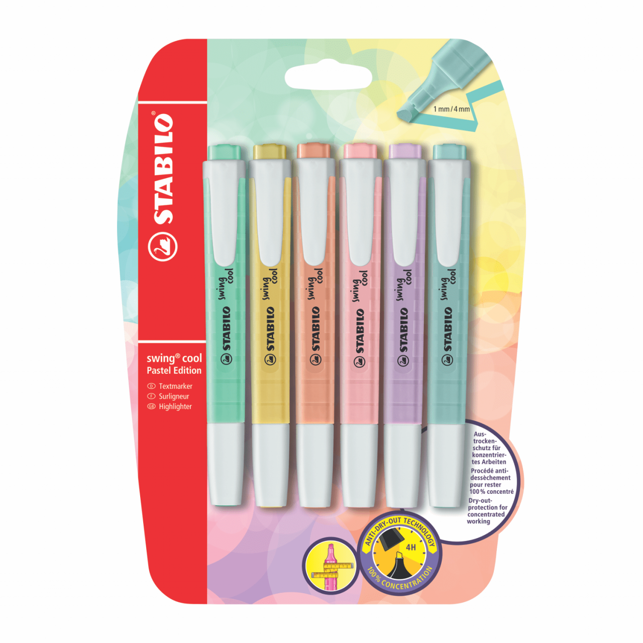 RESALTADORES STABILO "SWING COOL" PASTEL X 6 UND.