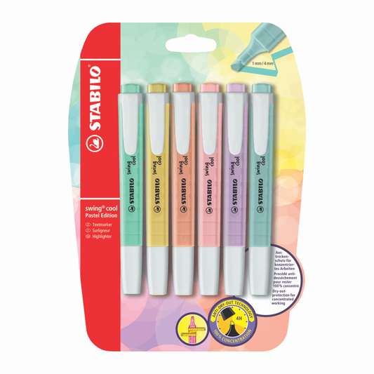 RESALTADORES STABILO "SWING COOL" PASTEL X 6 UND.
