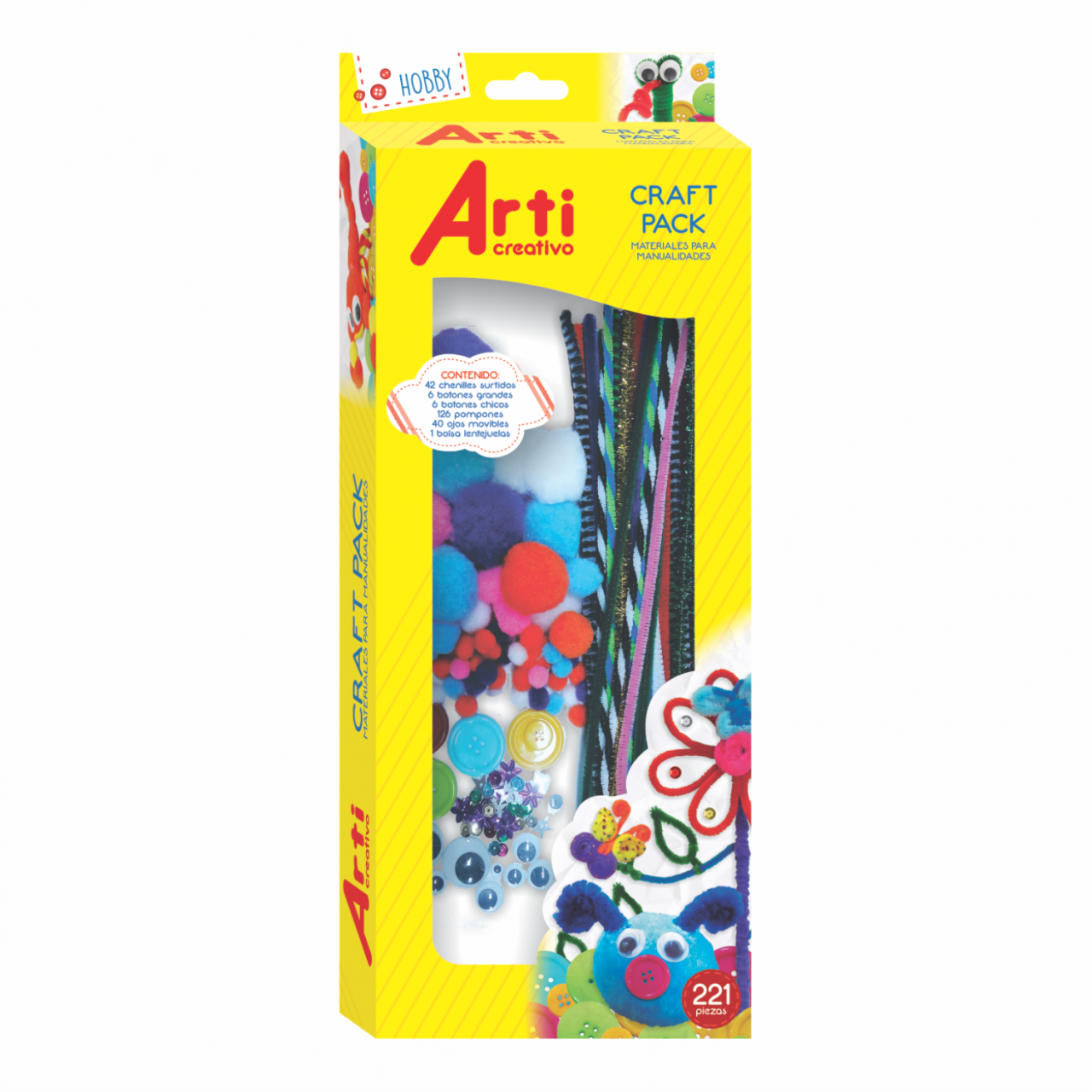 MATERIAL PARA MANUALIDADES ARTI CREATIVO - "CRAFT PACK" X 221 PZAS.