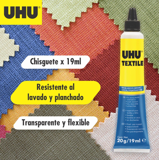 PEGAMENTO PARA TEXTILES UHU "TEXTILE" X 19 ML - BLISTER